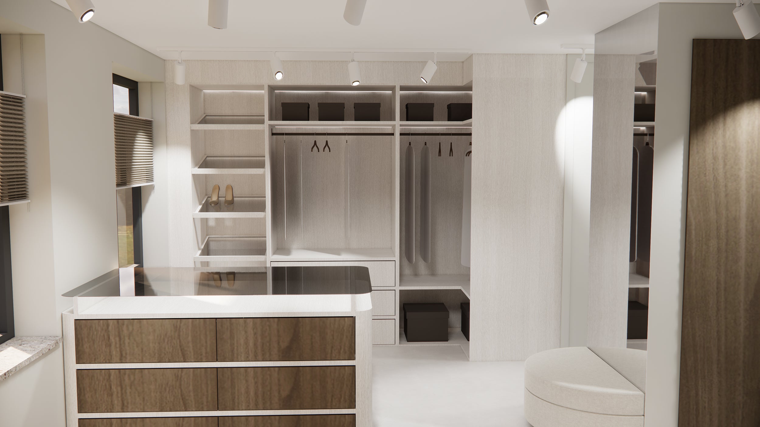 3D-render van maatwerkmeubilair in het interieurproject Amsterdam