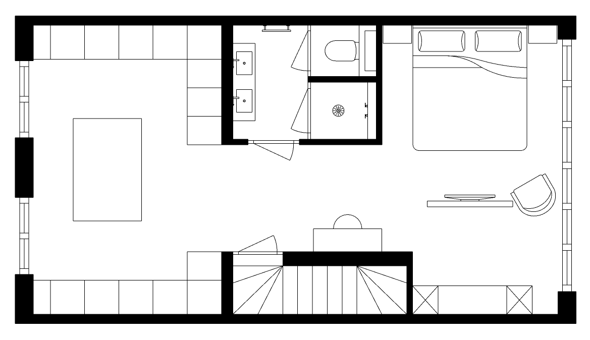 Indelingsplan met meubelopstelling voor een interieurproject in Amsterdam