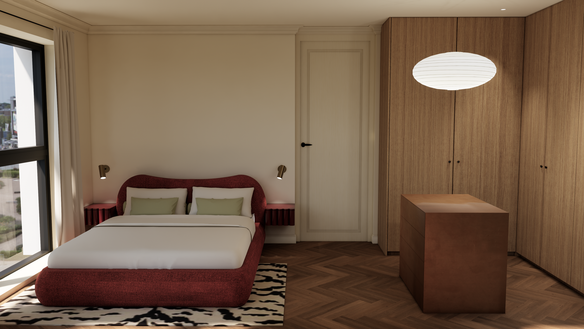 3D-visualisatie van de woonkamer in het project Delft